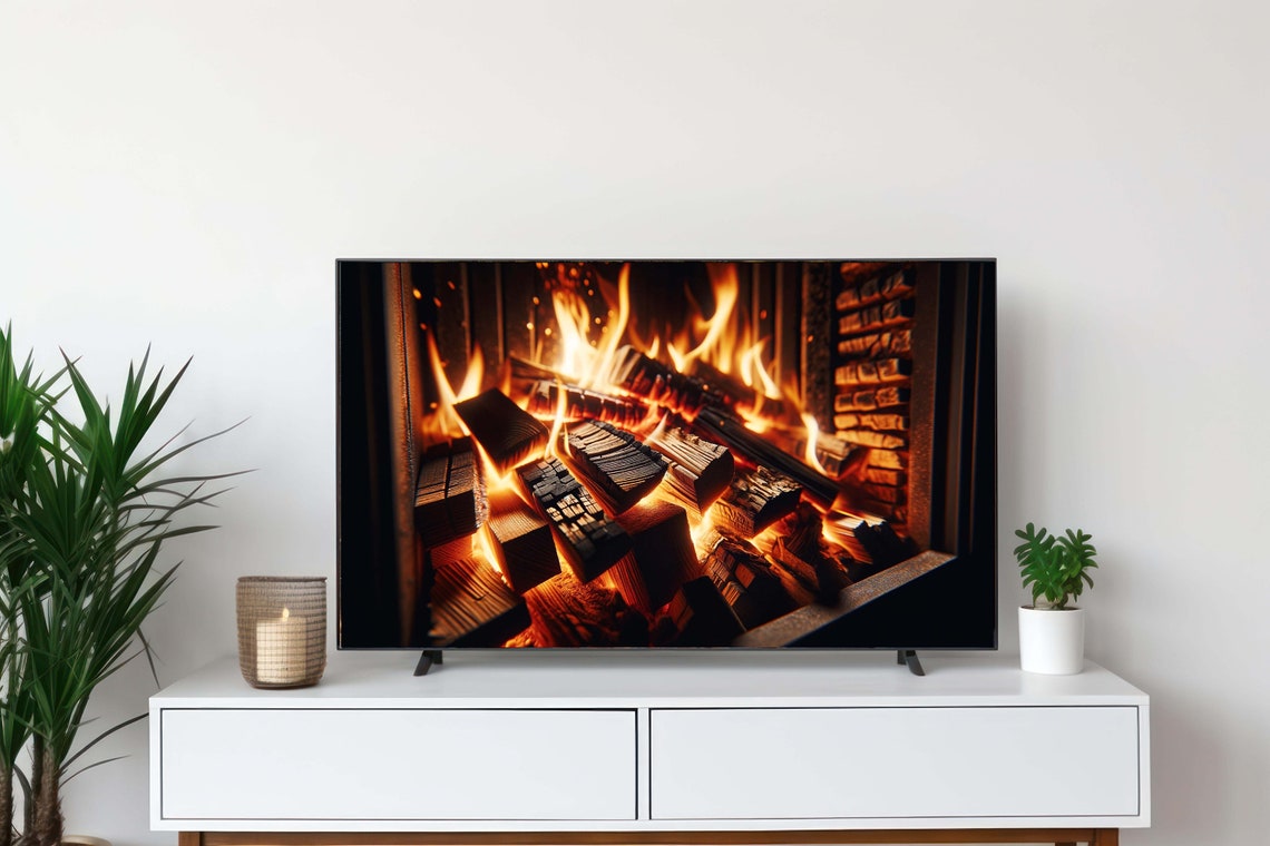 4k Samsung Frame TV Art Fireplace Photo , Cozy Fireplace Digital Tv Art ...