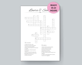personalized wedding Crossword Puzzle, custom Wedding Activity, Lawn Games, Wedding Crossword Puzzle, bridal shower games, wedding shower