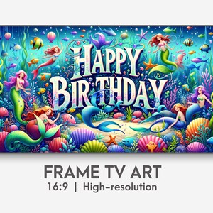 Meerjungfrau alles Gute zum Geburtstag Rahmen Fernsehrahmen, Meerjungfrau Thema Geburtstagsparty Fernsehrahmen Kunst, Meerjungfrau Fernsehrahmen, alles Gute zum Geburtstag Fernsehrahmen, Mädchen Geburtstag