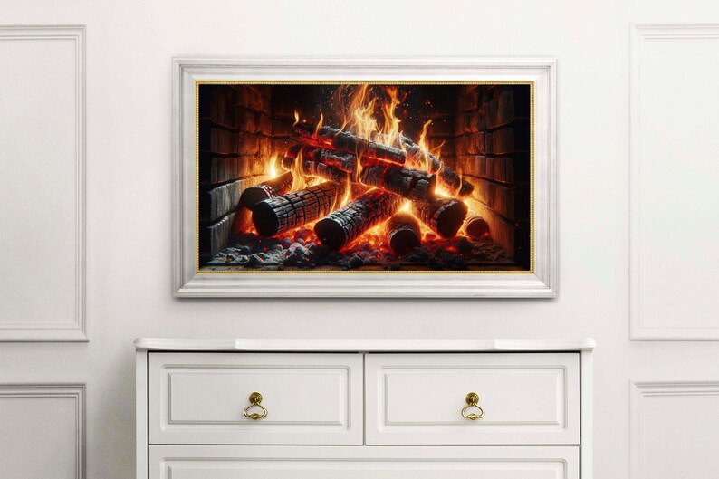 4k Samsung Frame TV Art Fireplace Photo , Cozy Fireplace Digital Tv Art