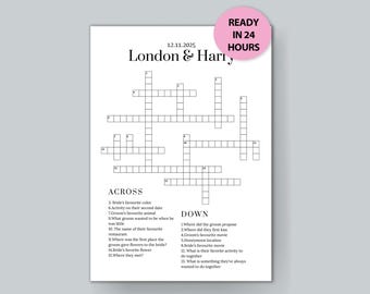 Mots croisés de mariage personnalisés, signe de mariage siroter et résoudre, activité de mariage personnalisée, jeux de pelouse, jeux de douche nuptiale