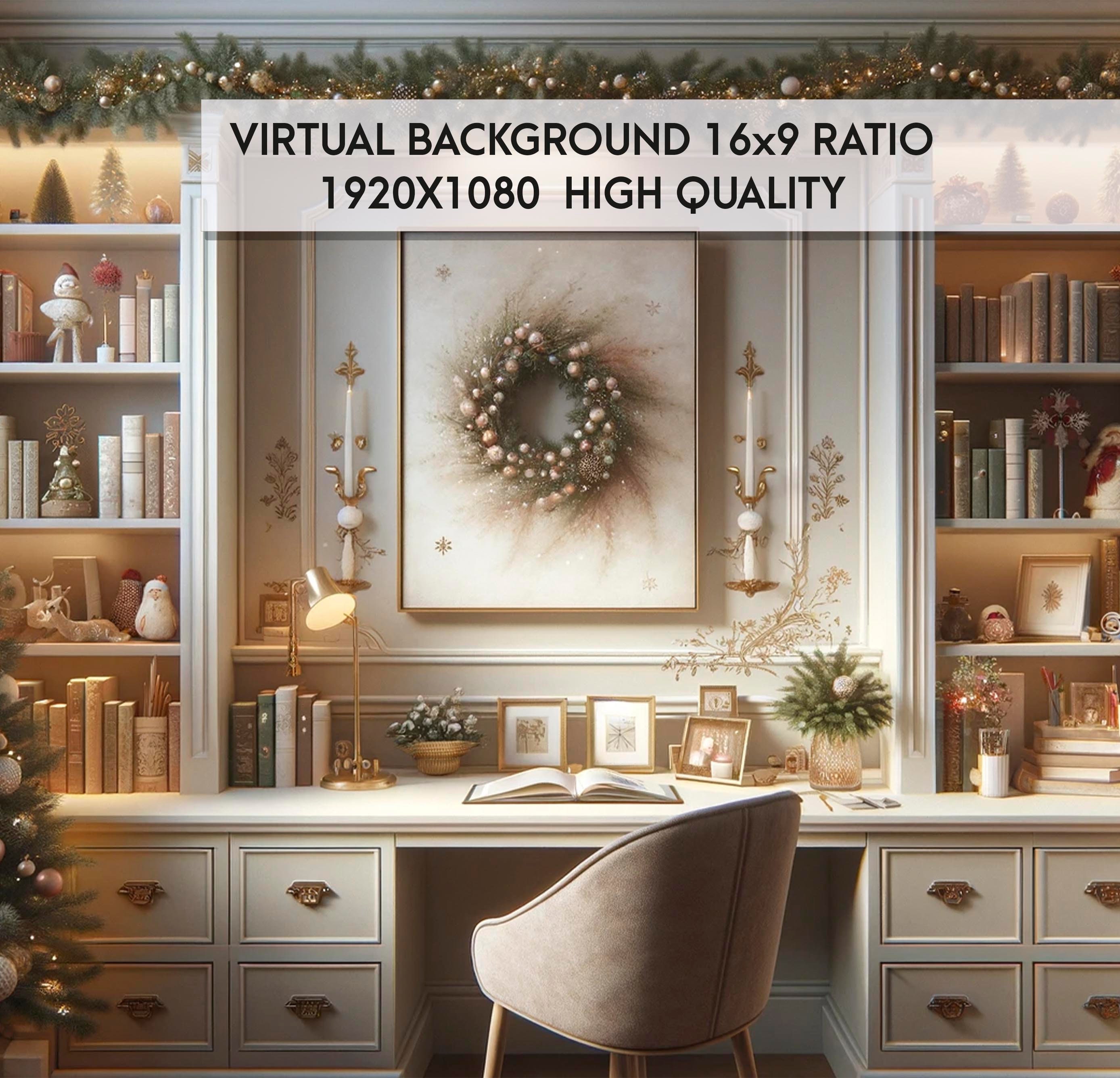 Christmas Tree Zoom Background for Meetings, Cozy Winter Homeoffice