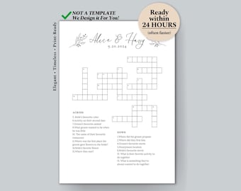 Elegant Wedding Crossword Puzzle DONE FOR YOU Personalized Wedding Table Game Timeless Wedding Keepsake