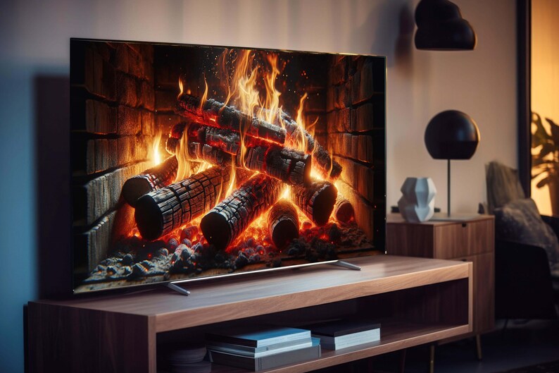 4k Samsung Frame TV Art Fireplace Photo , Cozy Fireplace Digital Tv Art