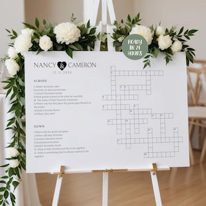Custom Wedding Crossword Puzzle, Large Wedding Crossword Puzzle, Giant crossword, Wedding activity, Wedding Reception Games