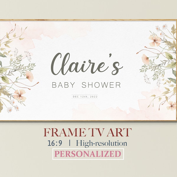 Samsung Frame TV Art personalized Baby Shower, baby shower party decor, baby shower digital tv art, personalized baby shower art