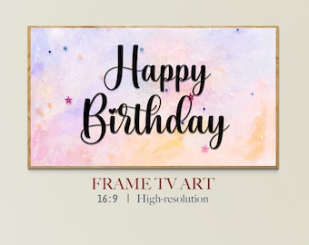 Samsung Frame TV Art Cumpleaños, Arte de feliz cumpleaños, Samsung Art TV, Descarga digital para Samsung Frame, Cumpleaños, Descarga instantánea