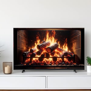 4k Samsung Frame TV Art Fireplace Photo , Cozy Fireplace Digital Tv Art ...