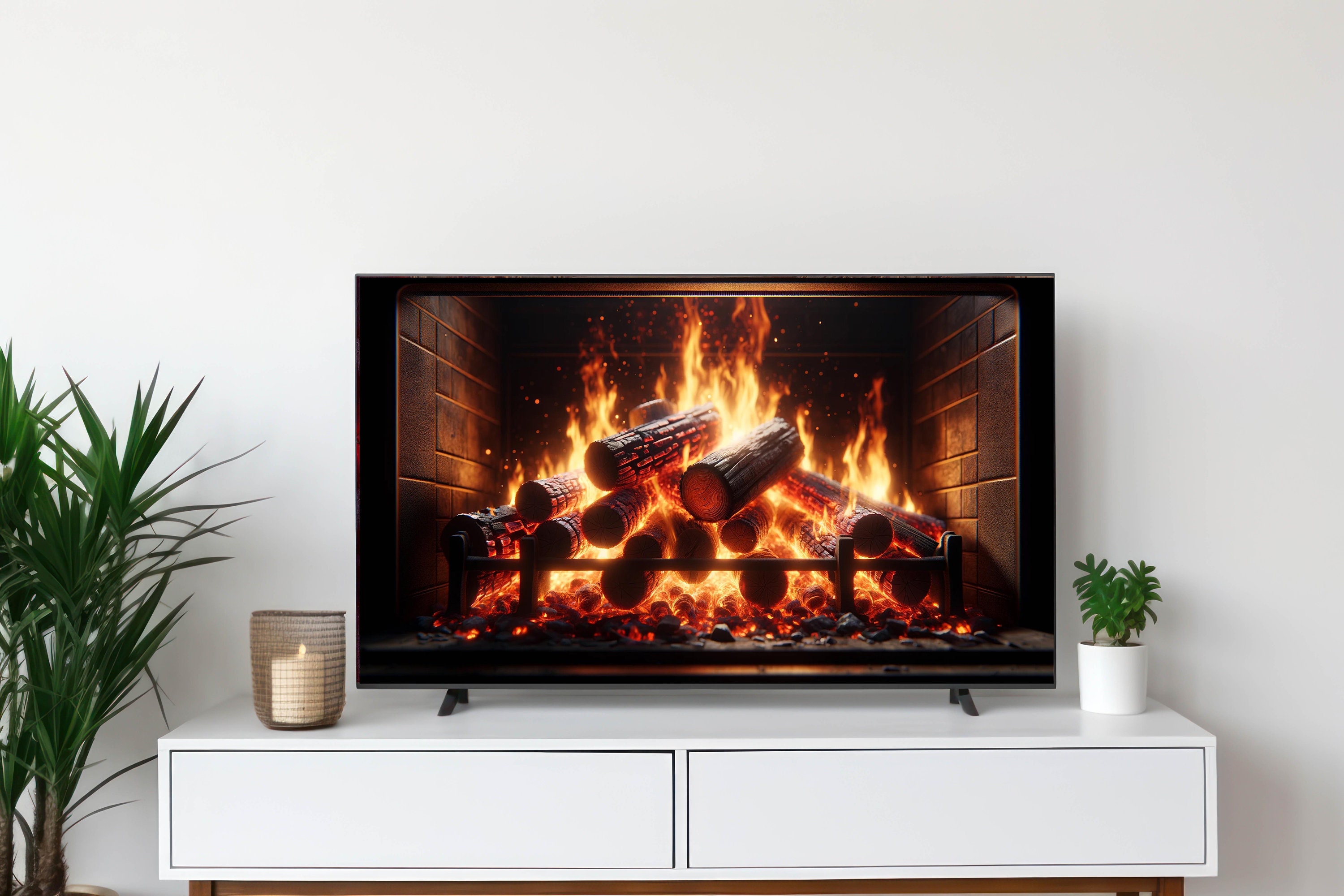 4k Samsung Frame TV Art Fireplace Photo , Cozy Fireplace Digital Tv Art