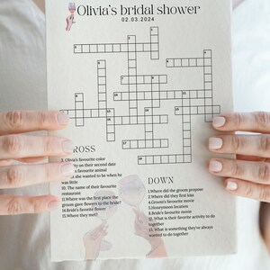 Custom Bridal Shower Crossword Puzzle Game, Custom Wedding Activity ...