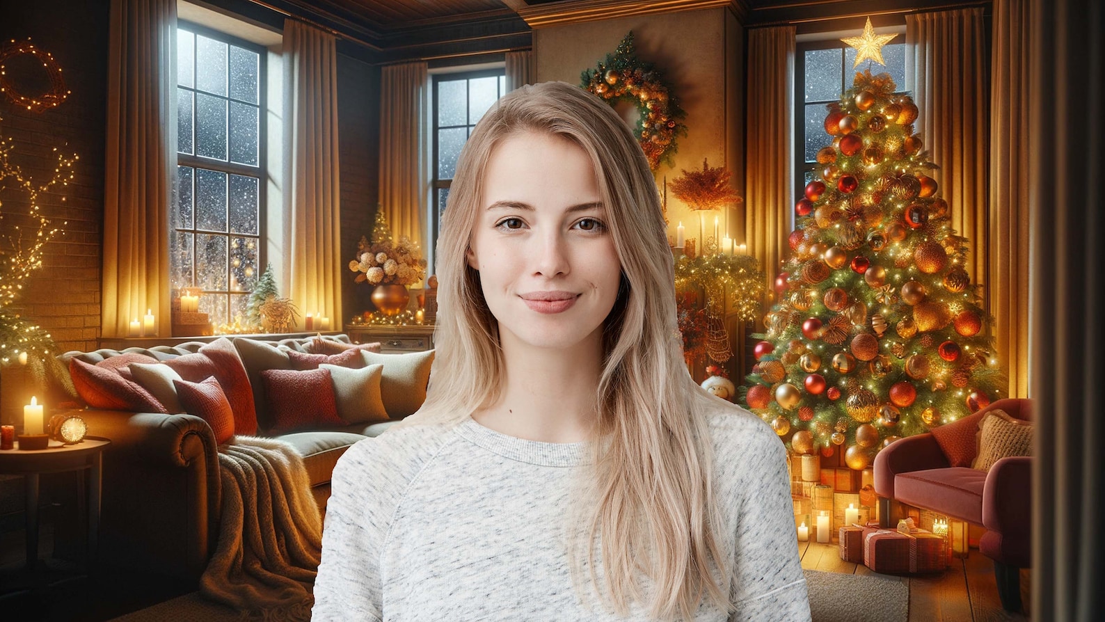 Christmas Zoom Background for Meetings, Cozy Winter Teams Background ...