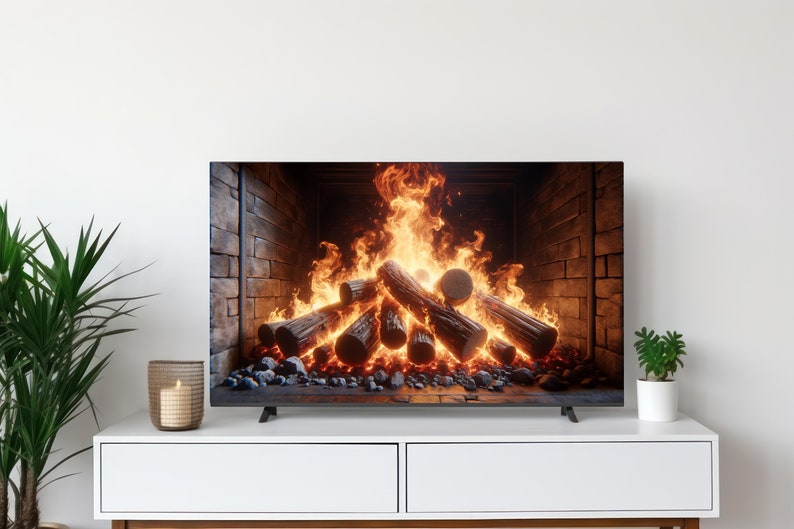4k Samsung Frame TV Art Fireplace Photo , Cozy Fireplace Digital Tv Art