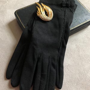 Vintage black wrist gloves: stretch matte black nylon, NWT.
