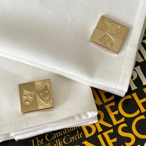 SWANK vintage gold cufflinks, theatrical masks, superb condition, comedy tragedy masks, mid-century fashion