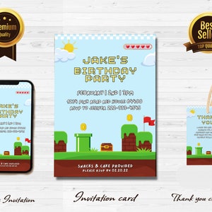 Kids video game Birthday Invitation Template, Printable video Birthday Party Invitations, Kids video game Digital Kids Party Invite