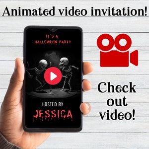 Animated Halloween Invitation, Halloween Party Video Invitation, Spooky Invite, DIY Editable Electronic Phone Text Invite, video evite j1