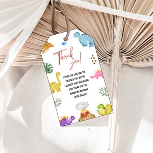 Printable Dinosaur Favor Tags, Party Decorations, Birthday party Thank you tags Instant Download, gift tags  PRINTABLE DIGITAL DIY j1