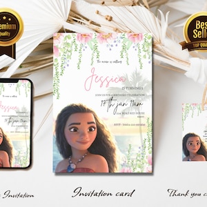 Moana birthday invitation Girl Birthday Invite Printable invitation Digital Download Party Editable Template Instant download
