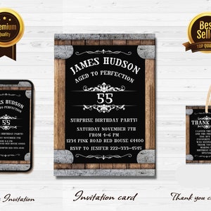 Whisky-Geburtstagseinladung, Whisky-Party-sofort-Download bearbeitbares Handy einladen Canva Digital, Whisky-Erwachsen-Party-Geburtstagseinladung