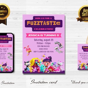 Abby Hatcher Invite, Abby Hatcher Birthday Invitation, Fuzzly Catcher invitation, Abby Hatcher Digital invitation, party invite template j1