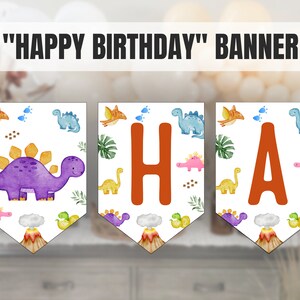 Druckbare Happy Birthday Banner, Dinosaurier Geburtstag, Dinosaurier Party Dekorationen, Geburtstag Banner Sofort Download DRUCKBARE DIGITAL DIY j1