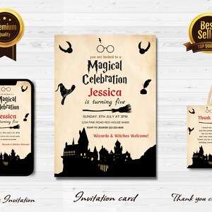 Editable Wizard Birthday Invitation Magical Birthday Invite Castle Boy School Wizardry Party Download  Magic Spell Digital invite j1
