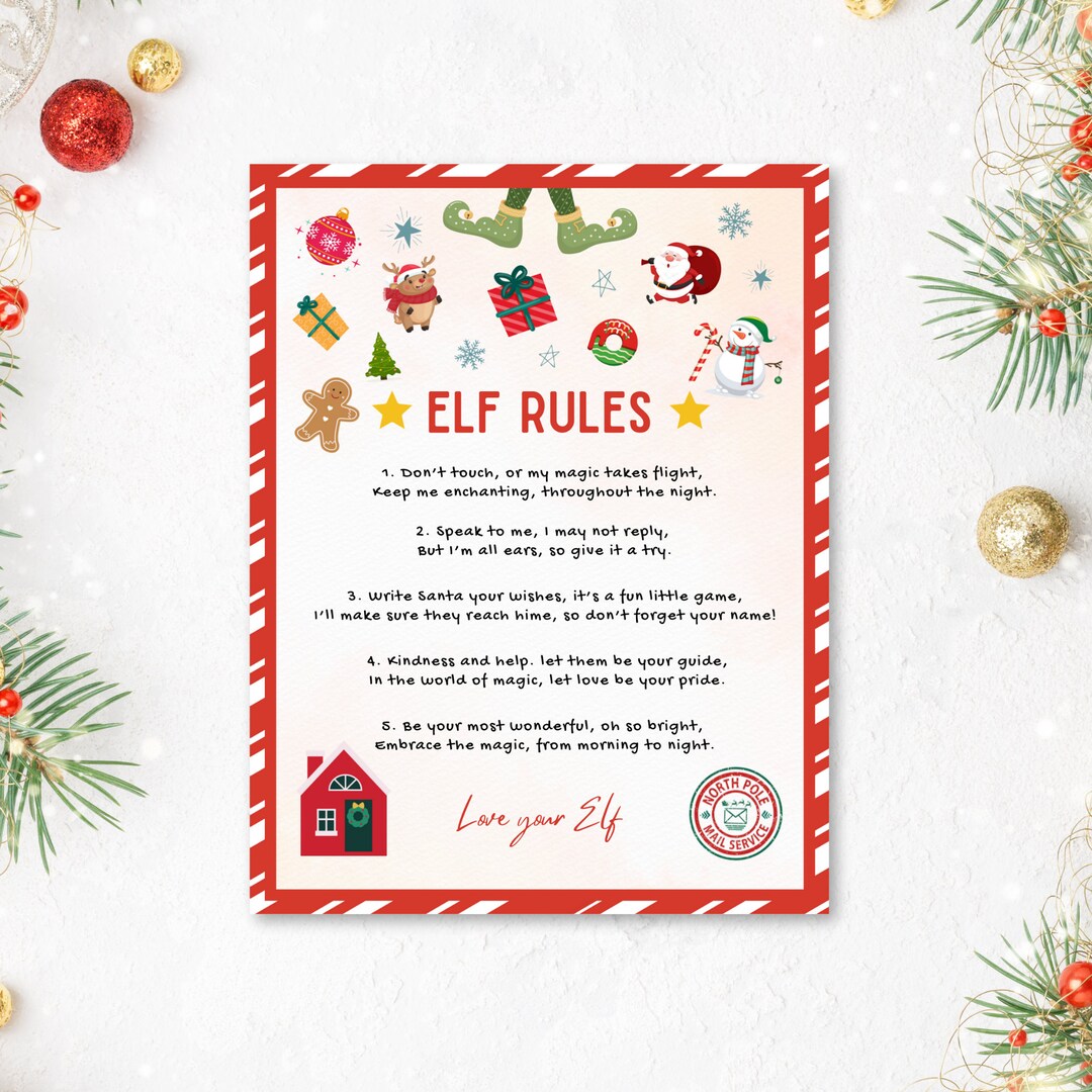 Elf Rules Printable Editable Elf Rules Letter To Follow Elf Arrival