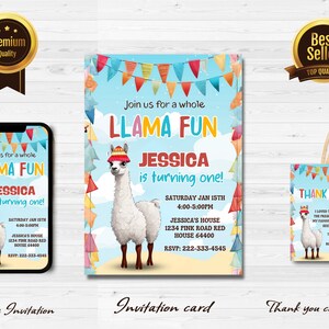 Llama Invitation Llama Birthday Invitation  Llama Party Whole Llama Fun Invitation Alpaca Party Cactus Party Instant Download Editable j1