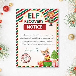 Carta de recuperación de elfos de Navidad si se toca y se pierde Magic Elf Dust Elf Poem Estoy enfermo Decoración de Navidad Boy Girl Editable Imprimible Descargar j1