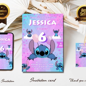 Stitch Invitation, Stitch Birthday Invites, Instant Download Ninja Party Invitations, Stitch, digital birthday party editable invitation