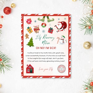 Carta de Recuperação do Elfo de Natal se Tocado e Perdido Elfo Mágico Poema do Elfo da Poeira Estou Doente Decoração de Natal Menino Menina Editável para Imprimir Baixar j2