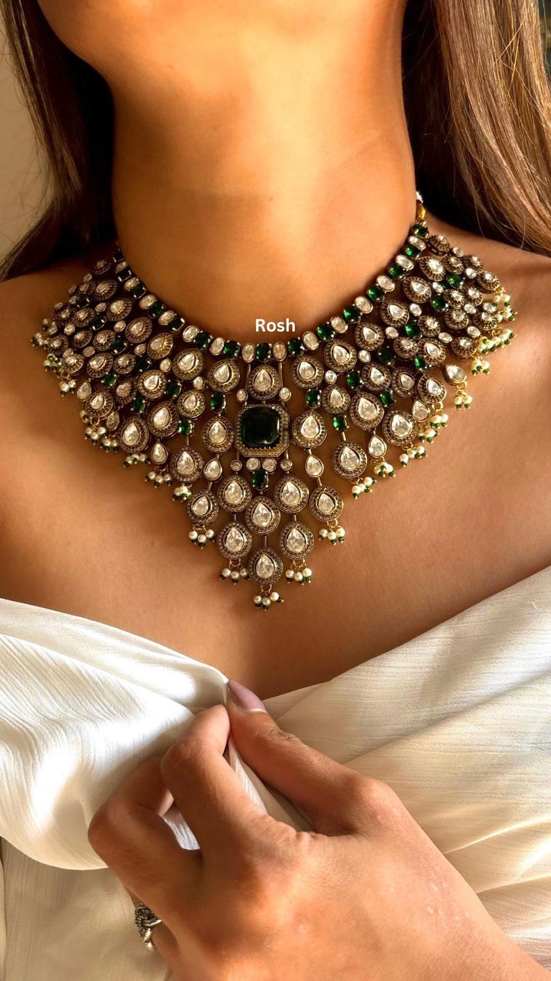 Indian necklace set polki jadau kundan jewellery set for brides premium quality jewelry