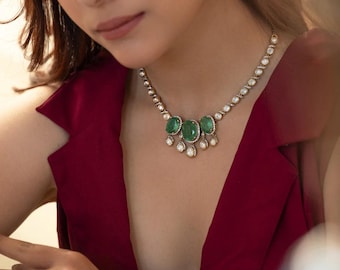 Premium Sabyasachi Choker Pink Ruby Necklace Fine Quality Gift For Her Mother’s Day Gift Indian Jewelry Moissanite Choker Uncut Polki Choker