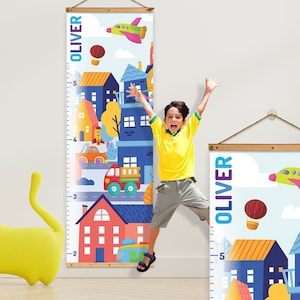 Personalized canvas height chart for kids, Montessori Baby measurement