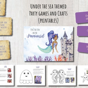 Under the Sea Printable Party Games and Crafts / Ocean Animal Crafts / Mermaid Party Games / Ocean Themed Party Games / Under the Sea Party