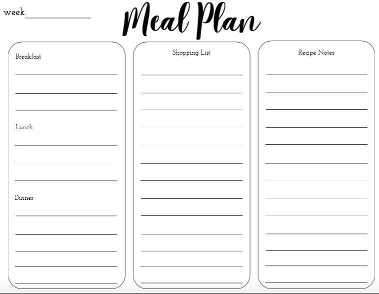 Minimalist Weekly Meal Plan Template - Etsy