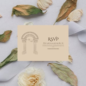 Inserto RSVP per matrimonio editoriale, invito/inserto minimalista stampabile, modello di carta RSVP per matrimonio senza tempo modificabile, carta RSVP romantica