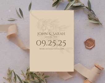 Elegant Wedding Save the Date, Printable Save the Date, Editable Wedding Save the Date Template, Aesthetic Save the Date