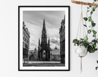 Scott Monument Edinburgh Black and White Print, Edinburgh Scotland, Scotland Poster, Home Decor