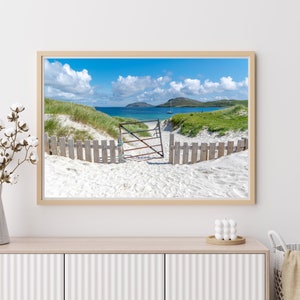 Buiten-Hebriden Vatersay Beach Print, Buiten-Hebriden Westelijke Eilanden Schotland, Schotland Poster, Decor van het huis
