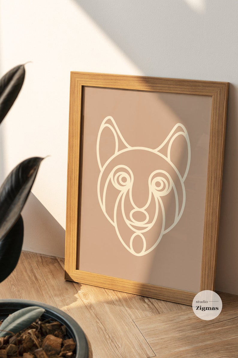 Wolf Wall Art, Animal Print, Line Art Poster, Minimal Wall Decor, Large