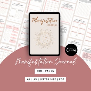 Boho Manifestation Journal Canva-mall Digital nedladdning, Utskrivbar Anpassningsbar Bra Anteckningar Notabilitet