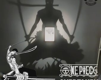 Zoro One Piece Anime Shadow Lamp, Manga Room Decor, LED Wall Light