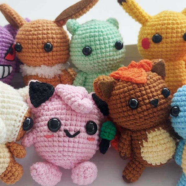 Handmade Crochet Pokemon Plushies, Wool and Cotton