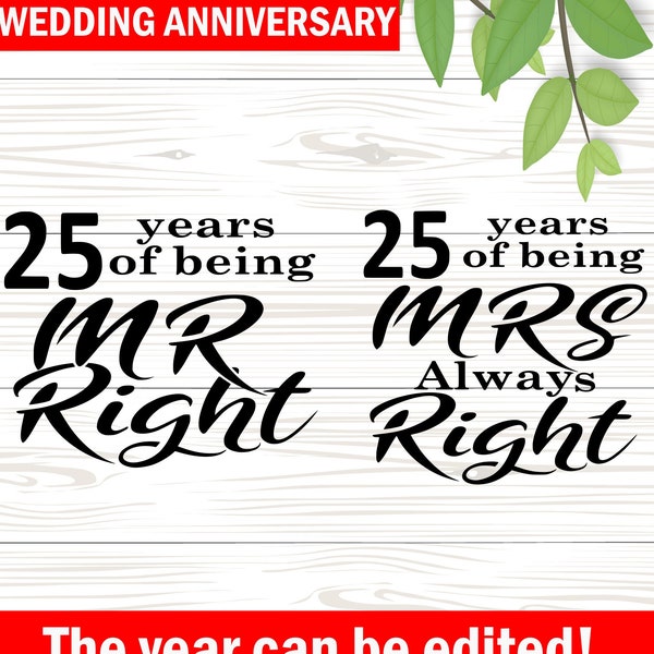 25th Wedding Anniversary SVG Personalised PNG Shirt Design, Tumbler Wrap Svg Png