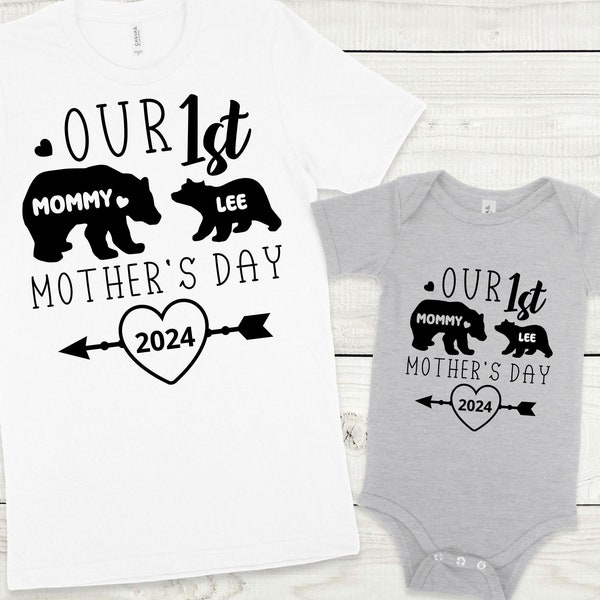 Our 1st Mother's Day 2024  SVG Personalized New Mom Shirt SVG Baby Newborn PNG File Design Clipart, Tumbler Wrap Svg Png