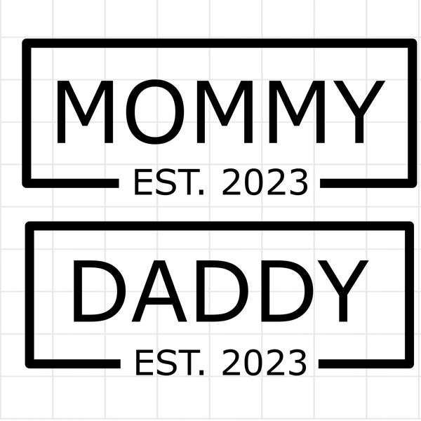 Daddy Mommy Est 2023  SVG Bundle, Promoted to Daddy SVG, Mommy To Be PNG, Baby Shower Svg, Tumbler Wrap Svg Png