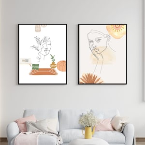 Wall art prints Boho Home decor Gallery wall set of 2 Boho posters Modern art Bohemian decor