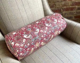 William Morris Strawberry thief print Bolster cushion with inner