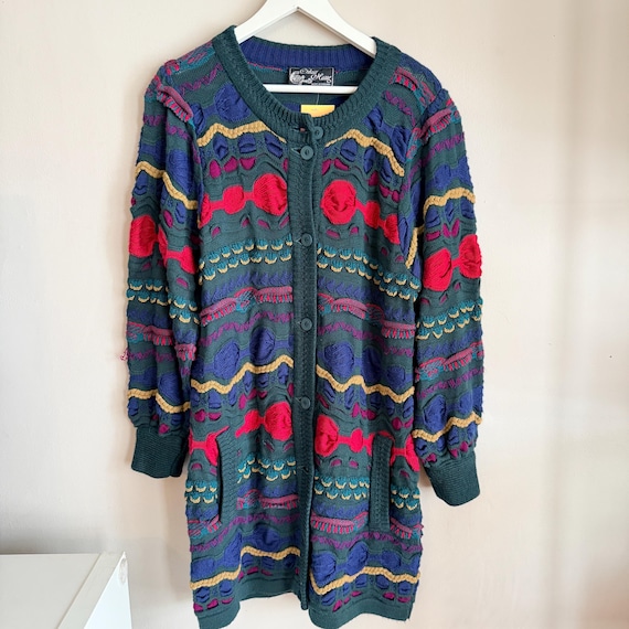 Vintage Oskar Haug Knitted Cardigan - Made in Ireland Coogi Style